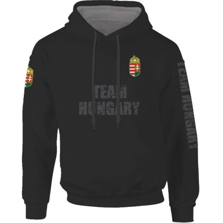 Hungary1 kapucnis pulóver - fekete