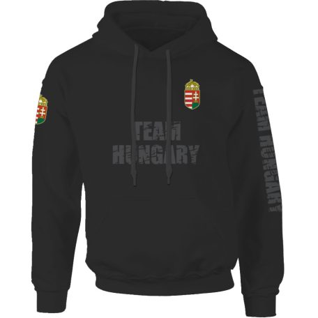 Hungary2 kapucnis pulóver - fekete