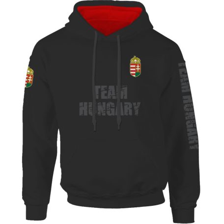 Hungary4 kapucnis pulóver - fekete